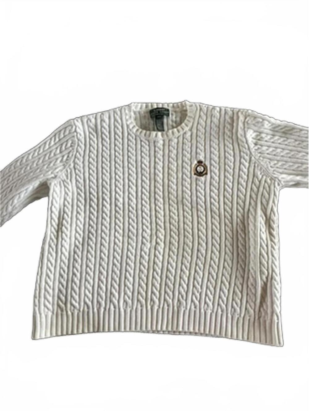 Ralph Lauren Cable Knit Sweater White Crest Patch 100% Cotton P/L